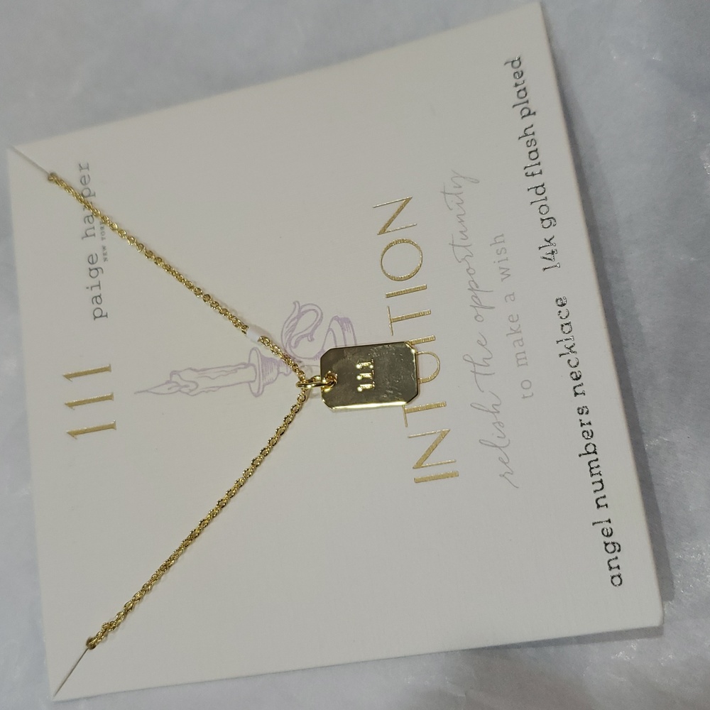 14K Gold flash plated Intuition Angel numbers pendant necklace new